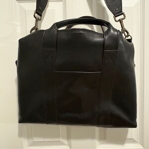 Jack Spade Men's Adjustable Strap Leather Briefcase Laptop Bag